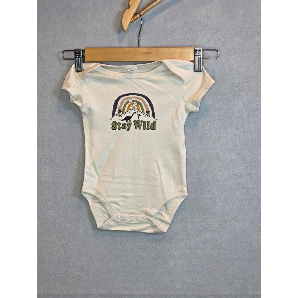 PL:Baby Stay Wild Dinosaur Rainbow Bodysuit Cream 6M 22F FW02513